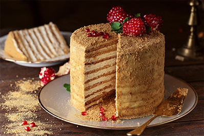 Medovik (Honey Cake), Russian Cuisine Medovik (Honey Cake), Russian Cuisine